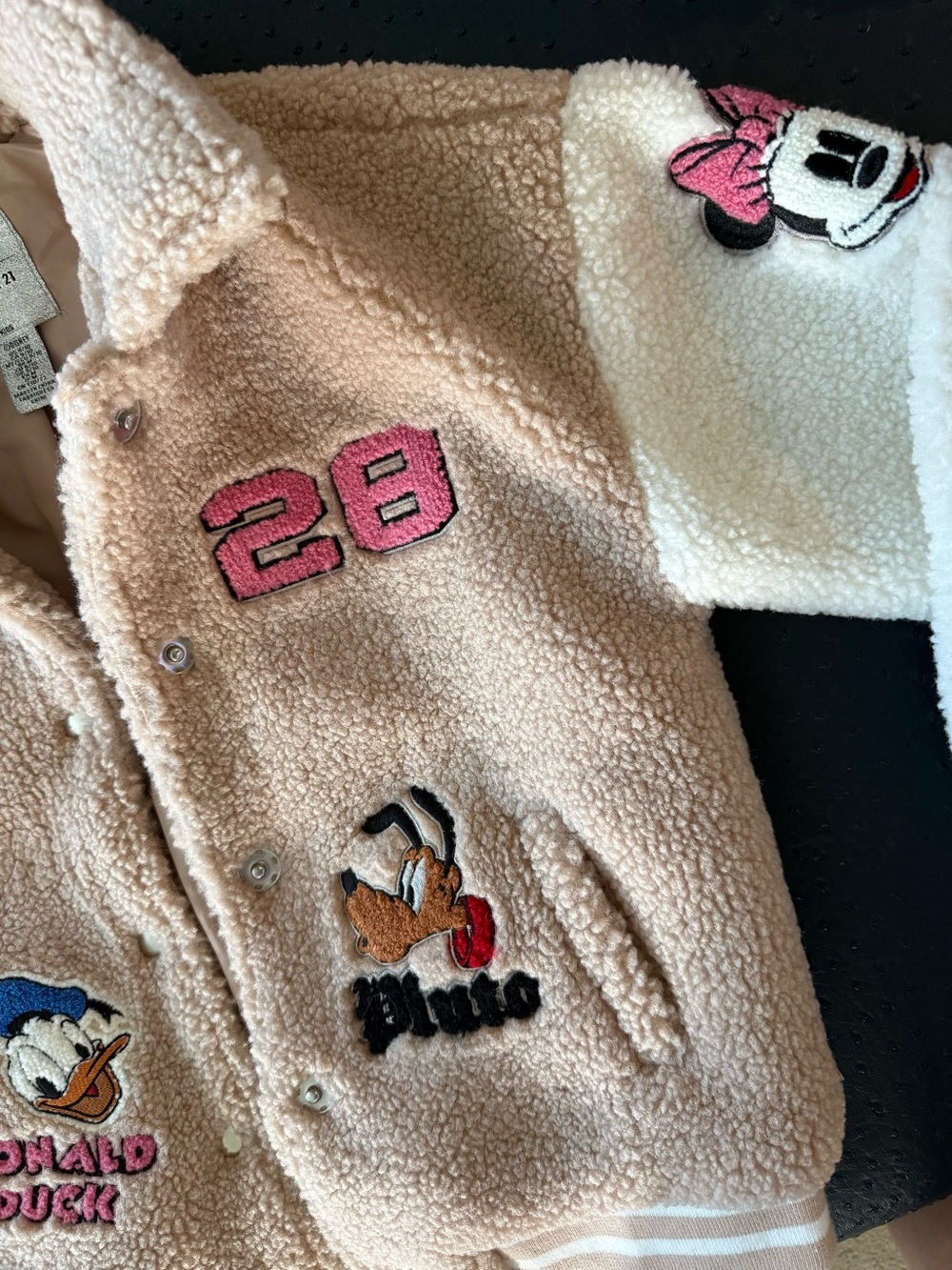 Forever 21 x Disney Beige Sherpa Minnie & Disney Character Jacket